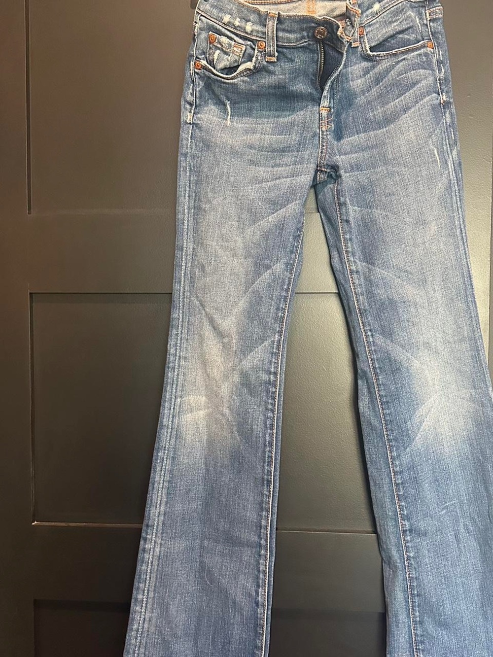 Vintage 7 For All Mankind Light Blue Wide Leg Boot Cut Jeans sz 14